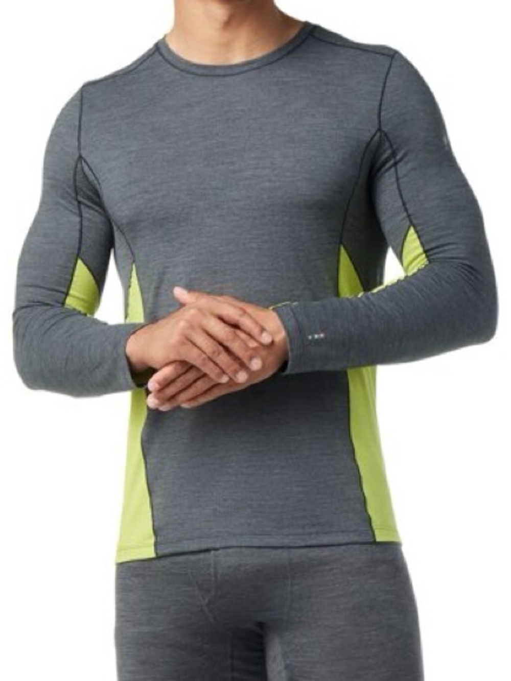 Smartwool Merino Sport Long Sleeve Crew Charcoal-Citron size medium